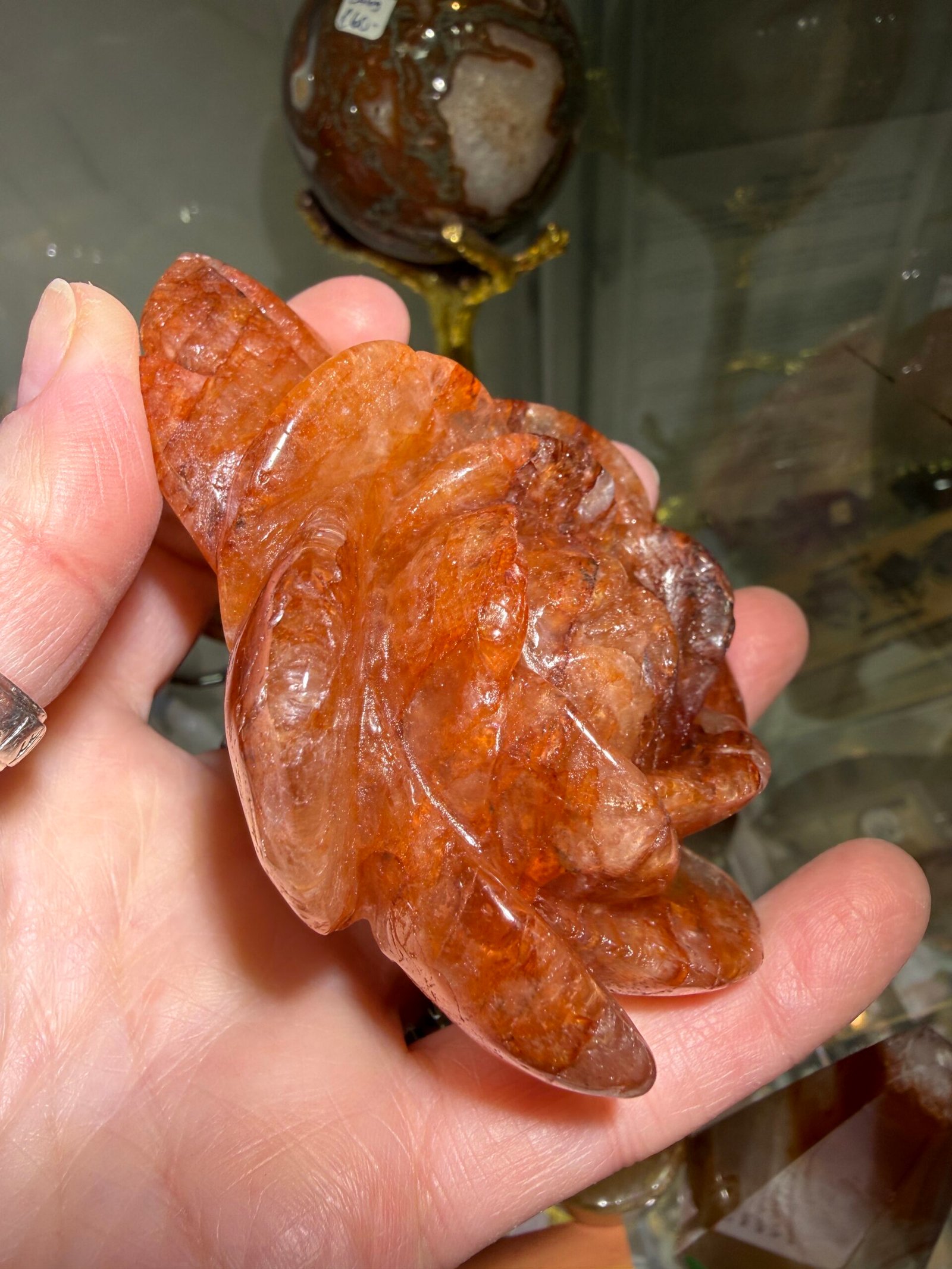 Fire Quartz Rose Carving - Image 3