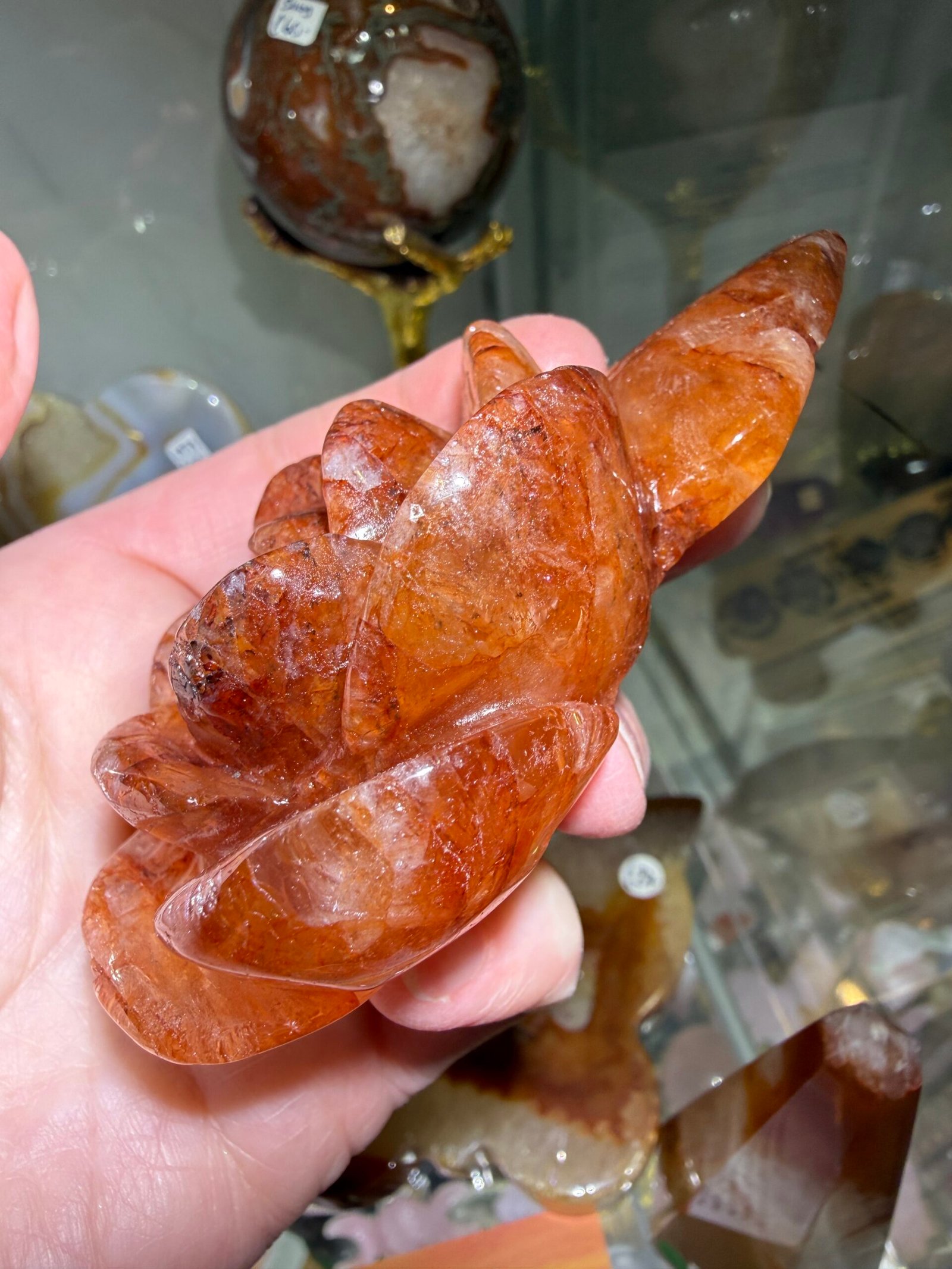 Fire Quartz Rose Carving - Image 4