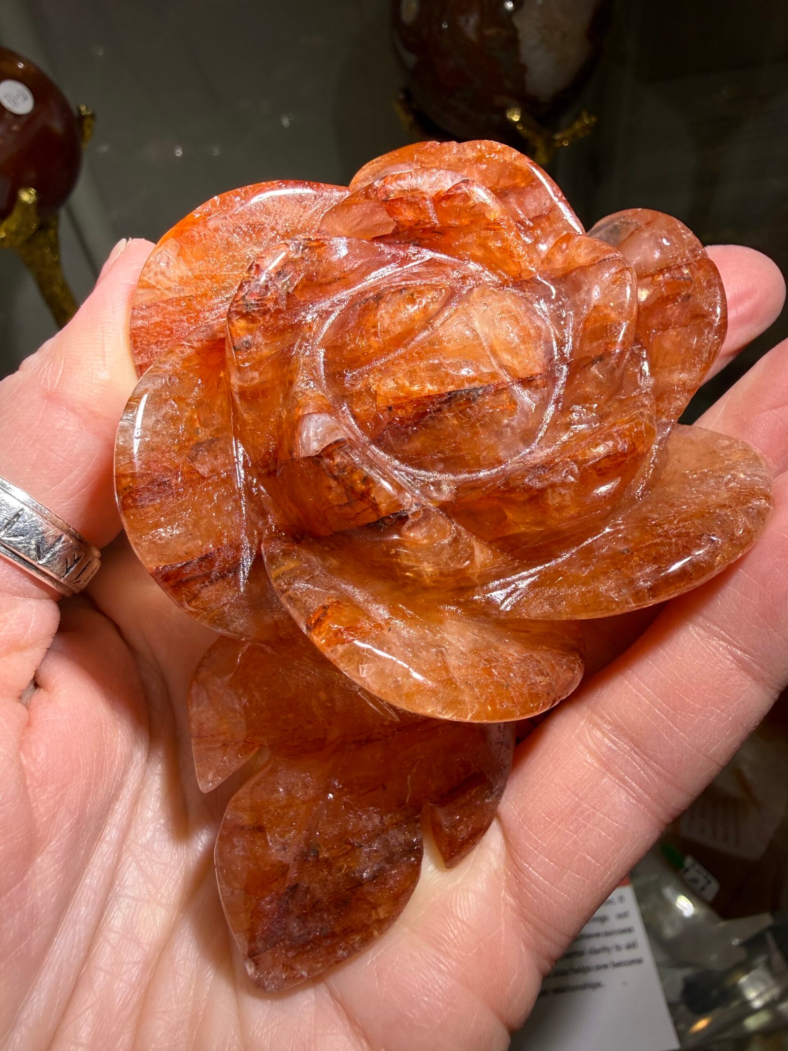 Fire Quartz Rose Carving - Image 6
