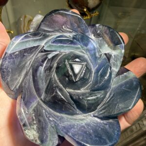 Rainbow Fluorite Rose Carving