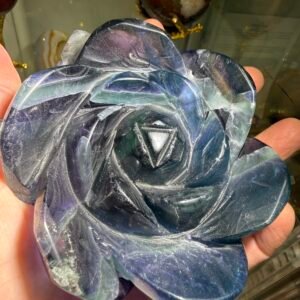 Rainbow Fluorite Rose Carving