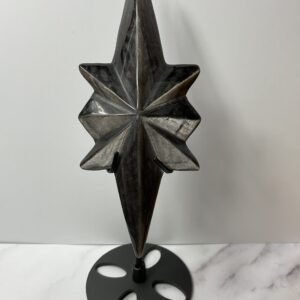 Silver Sheen Obsidian North Star Carving on Stand