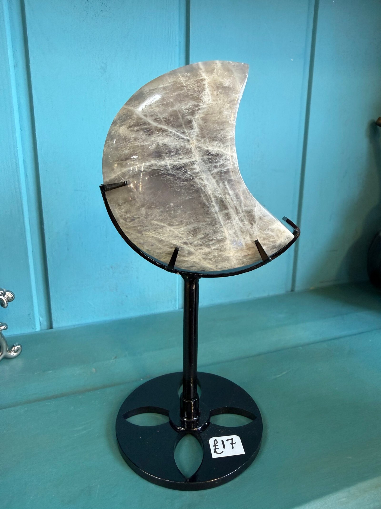 Moonstone Moon on Custom Stand - Image 2