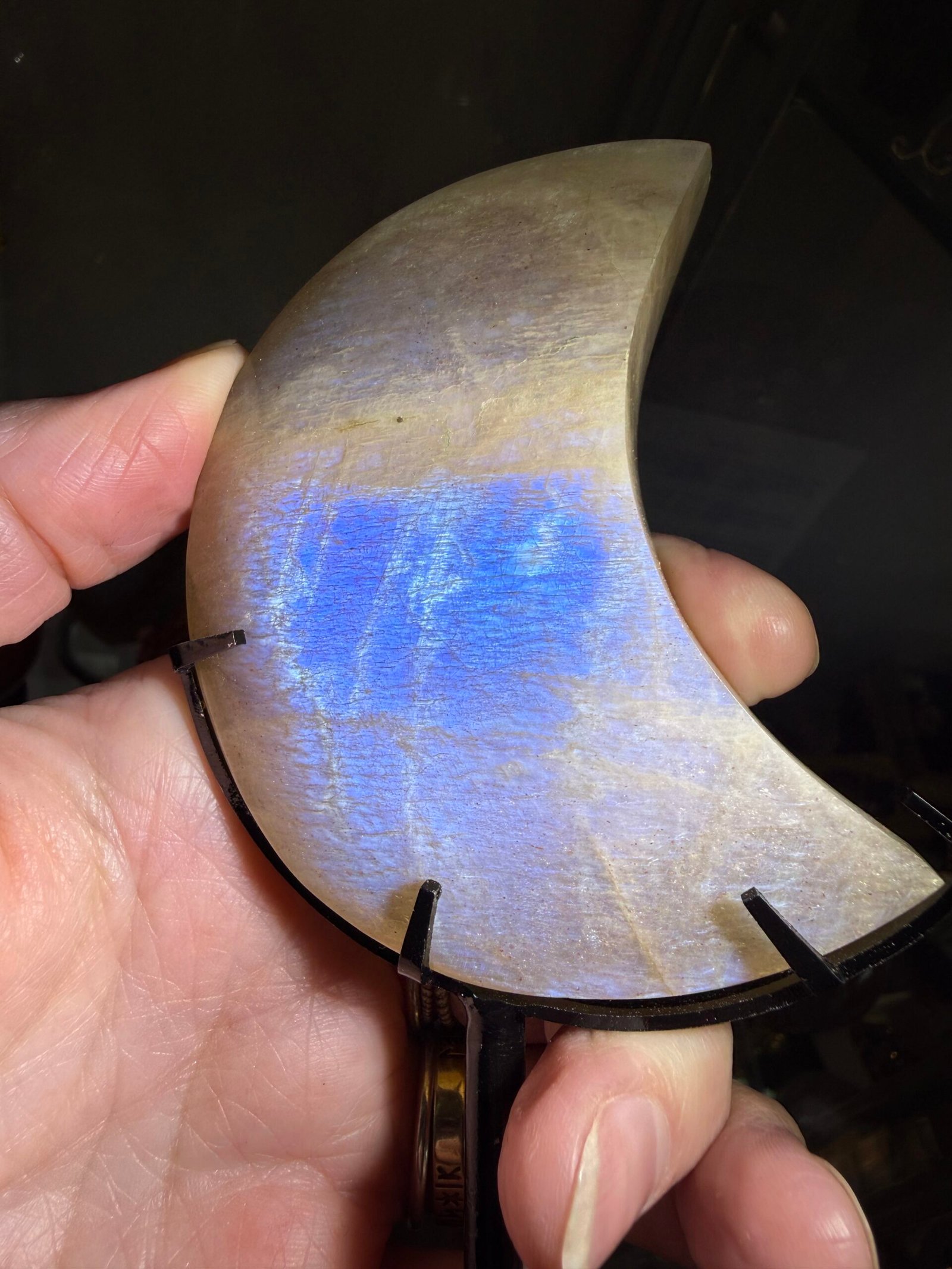 Moonstone Moon on Custom Stand - Image 4