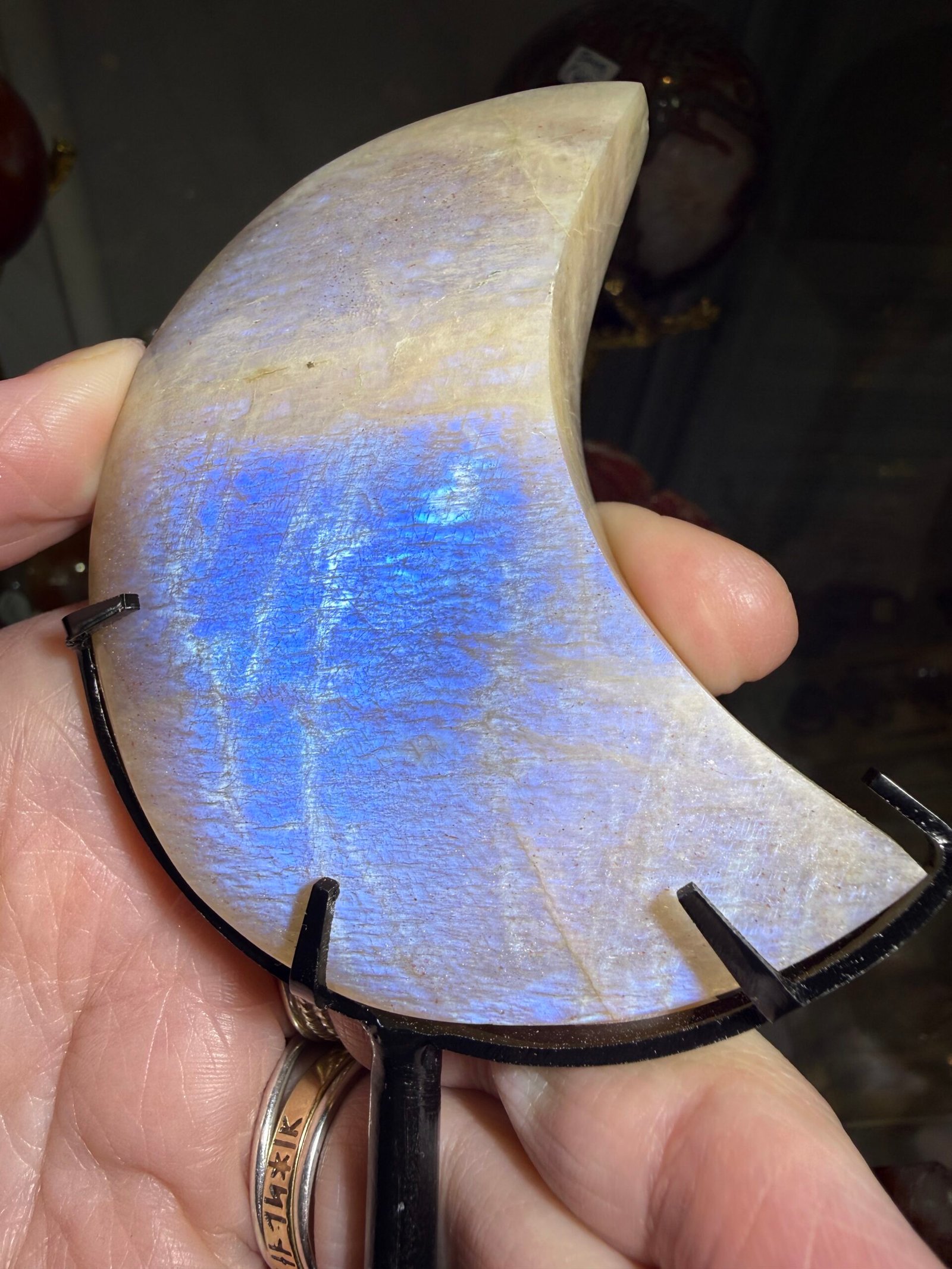 Moonstone Moon on Custom Stand - Image 5