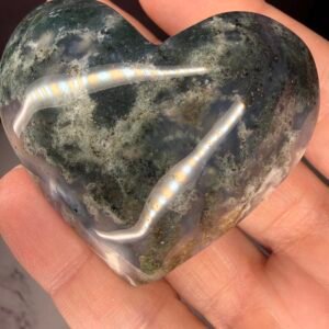 Moss Agate Heart Palm Stone