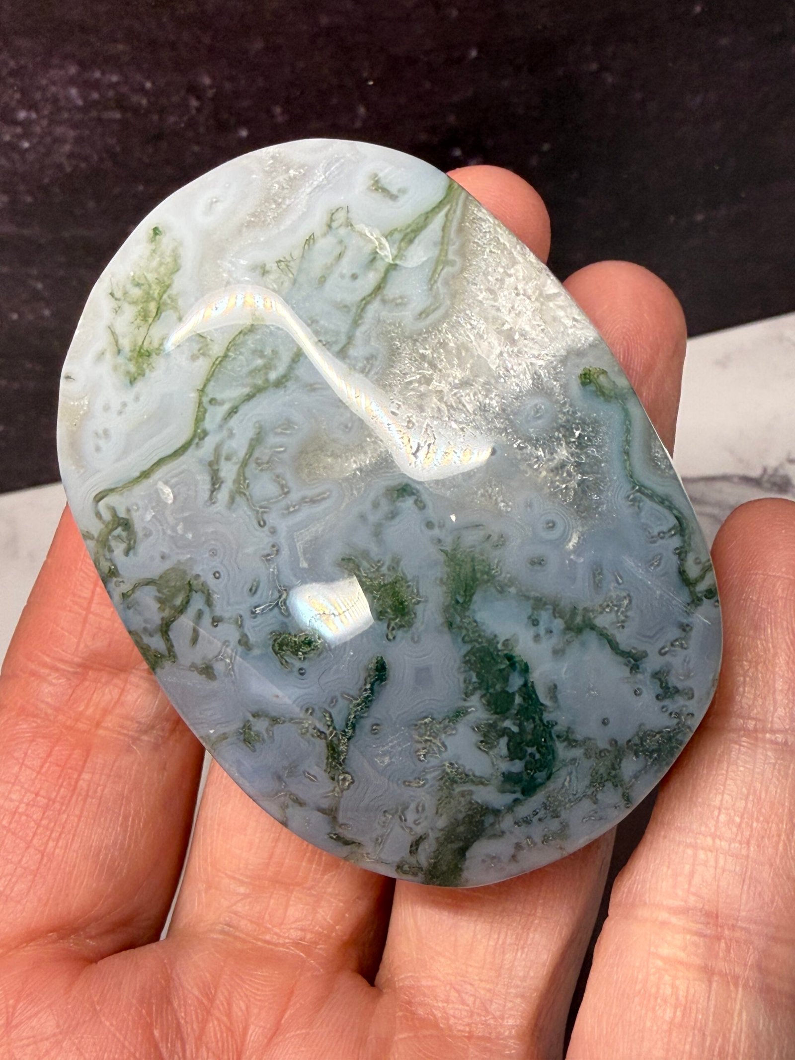Moss Agate Palm Stone