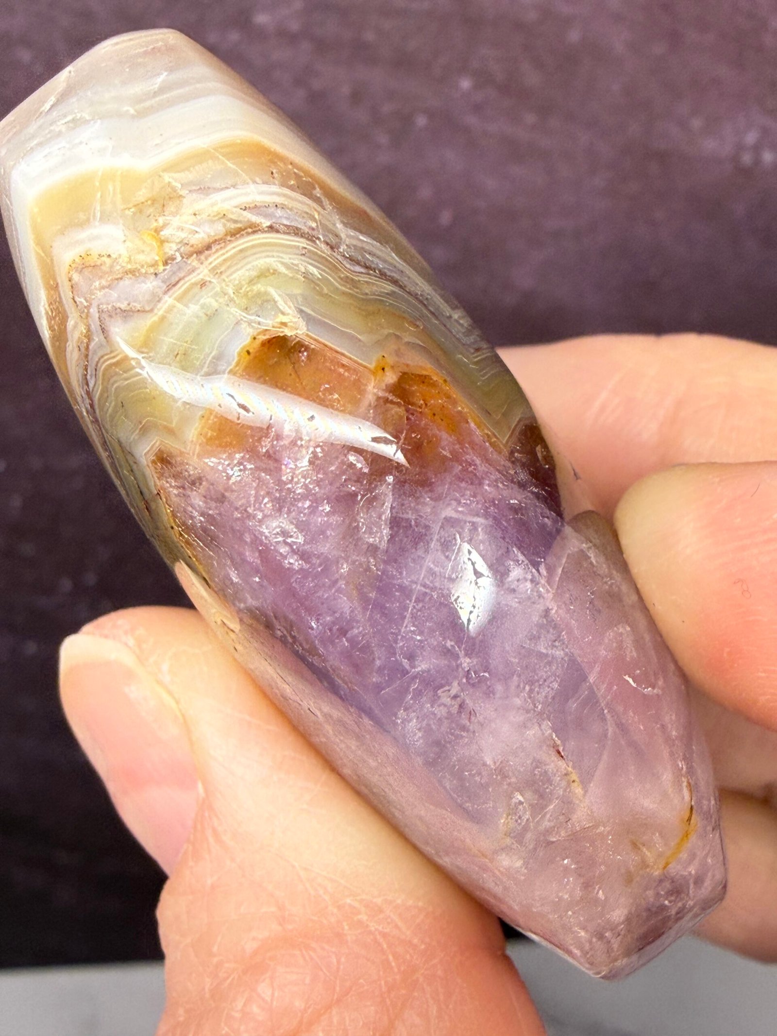 Amethyst & Agate Palm Stone - Image 4