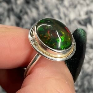 Sterling Silver Ethiopian Black Welo Opal Ring