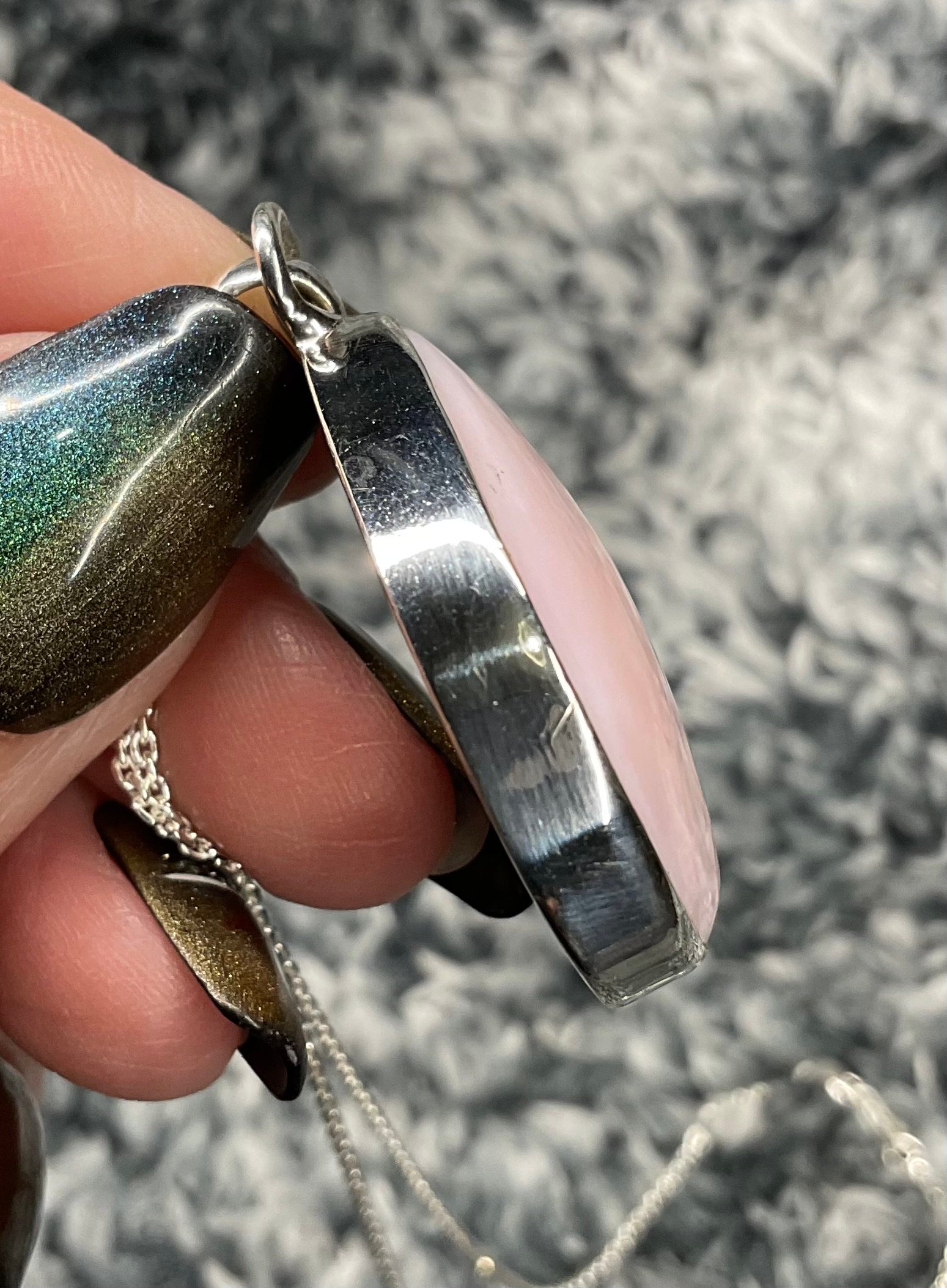 Sterling Silver Peruvian Pink Opal Pendant - Image 6