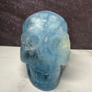 Aquamarine Skull Carving
