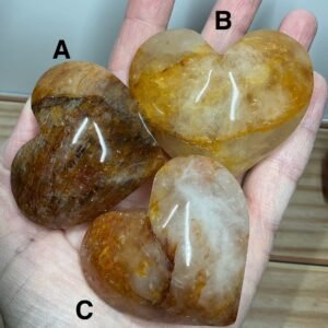 Golden Healer Heart Palm Stone