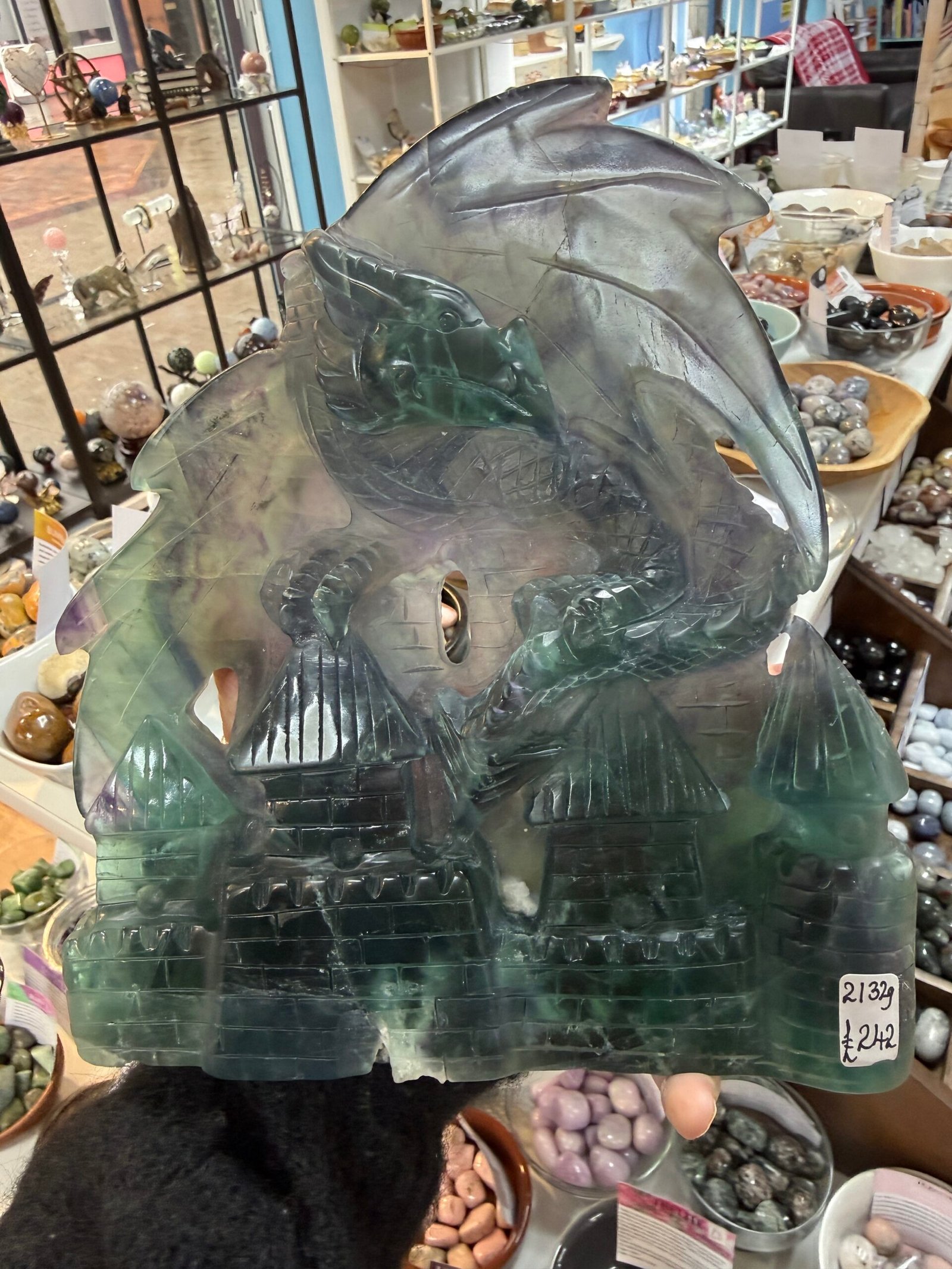 Large Fluorite Dragon Carving - Image 20
