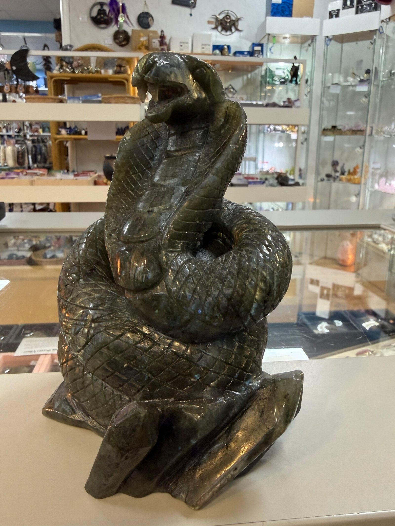 Large Labradorite Cobra Snake Carving - Image 12