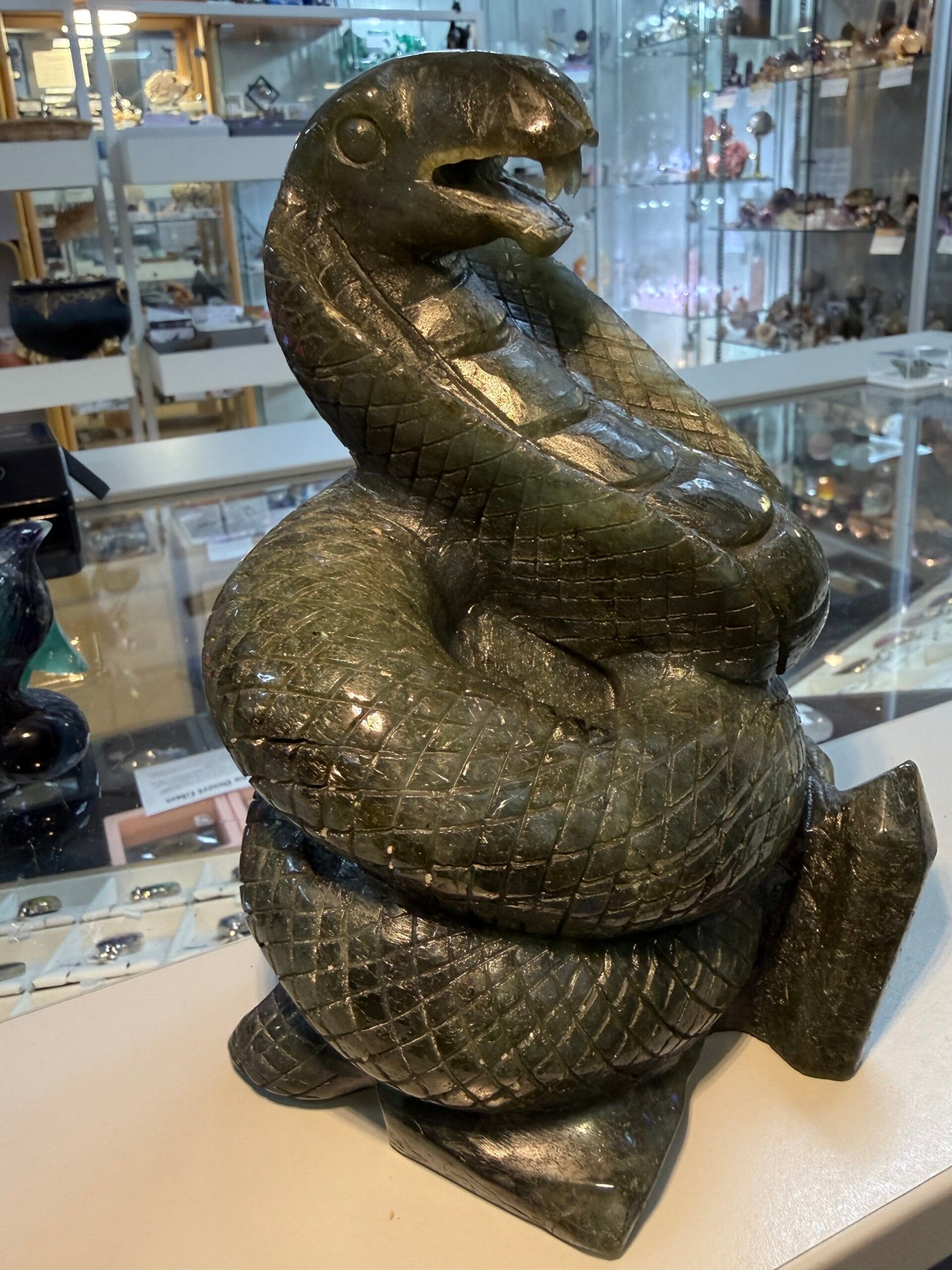 Large Labradorite Cobra Snake Carving - Image 6
