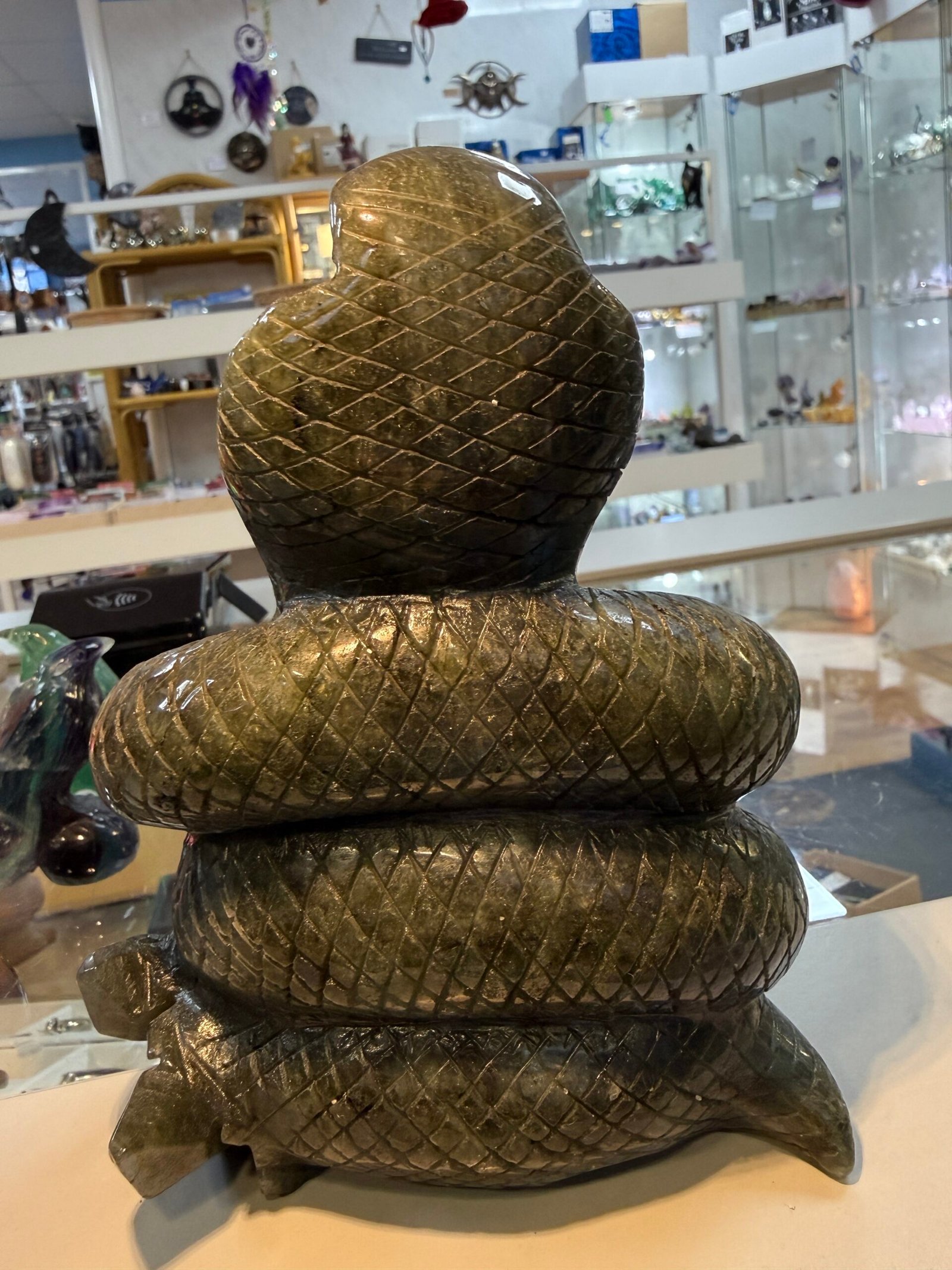 Large Labradorite Cobra Snake Carving - Image 5