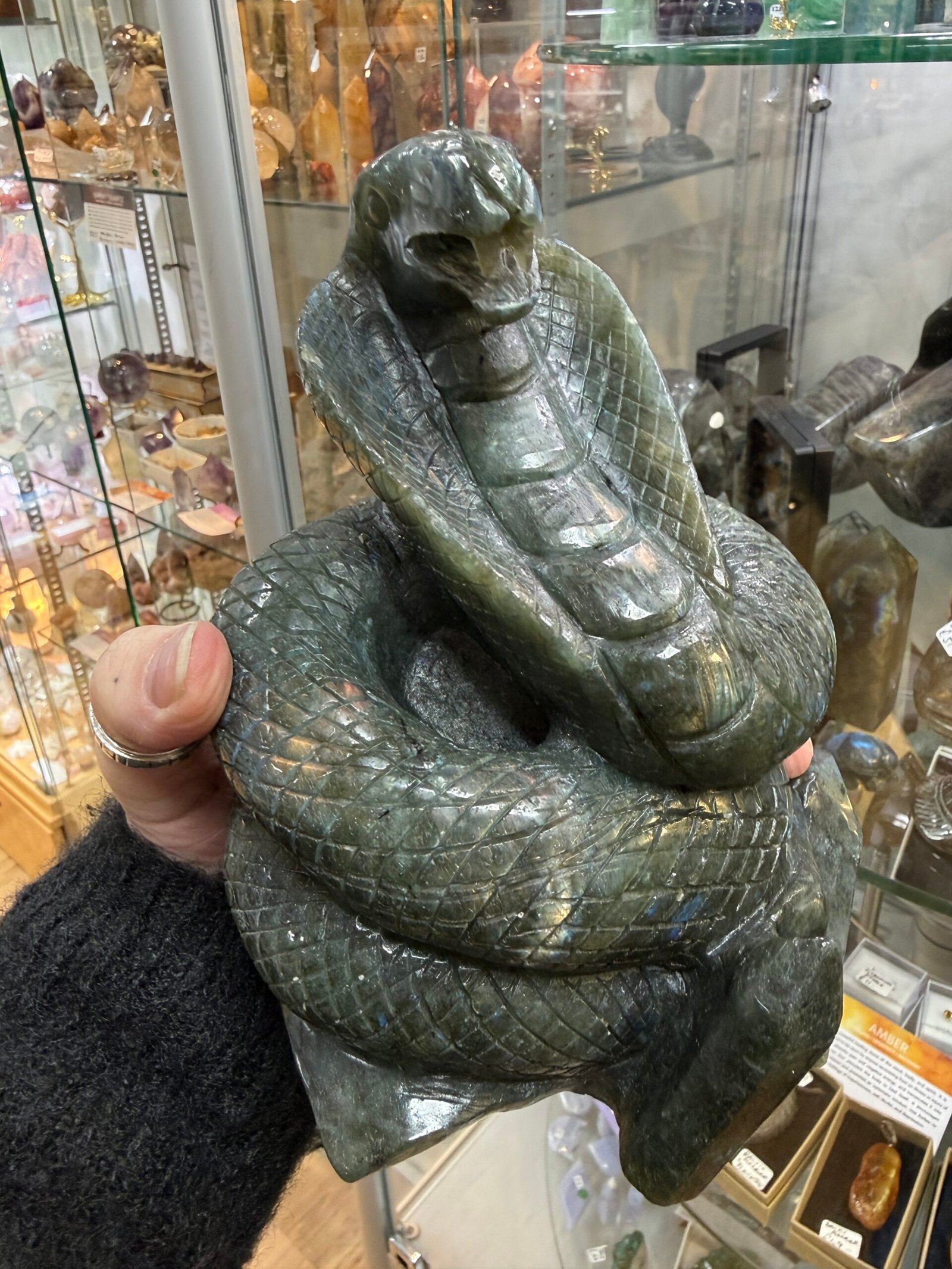 Large Labradorite Cobra Snake Carving - Image 4