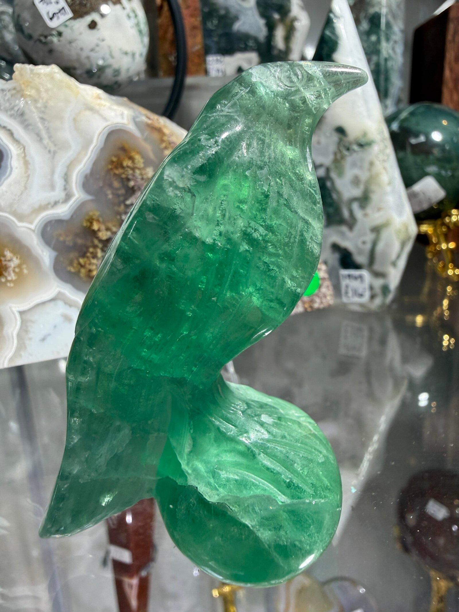 Green Fluorite Bird Carving