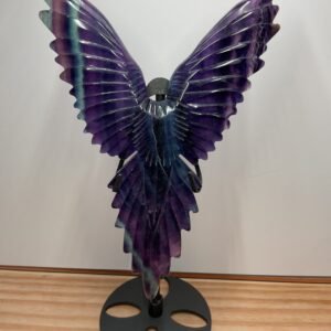 Rainbow Fluorite ‘Raven’ Carving on Stand