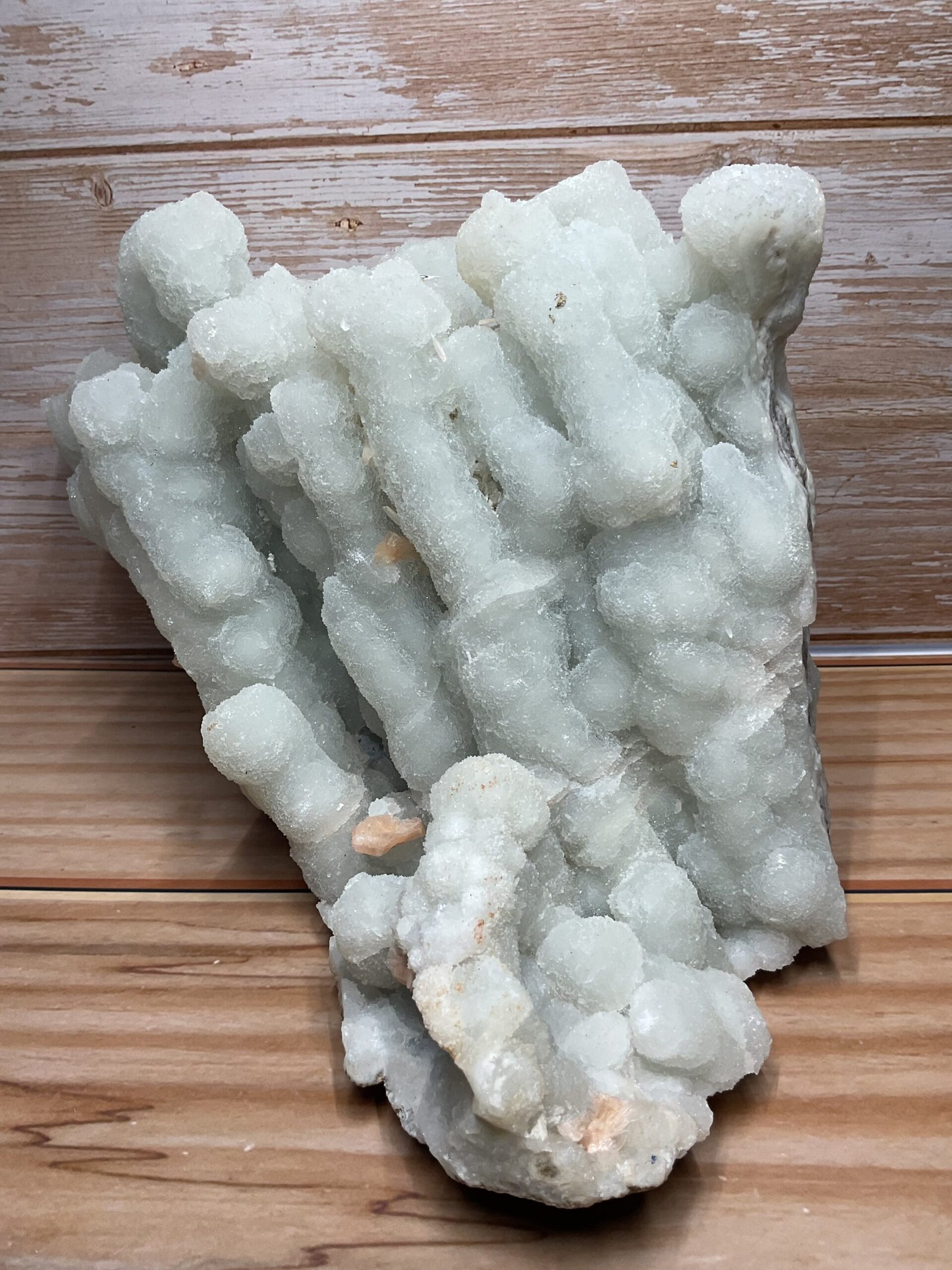 Large Chalcedony Stalactite Cluster with Peach Stilbite