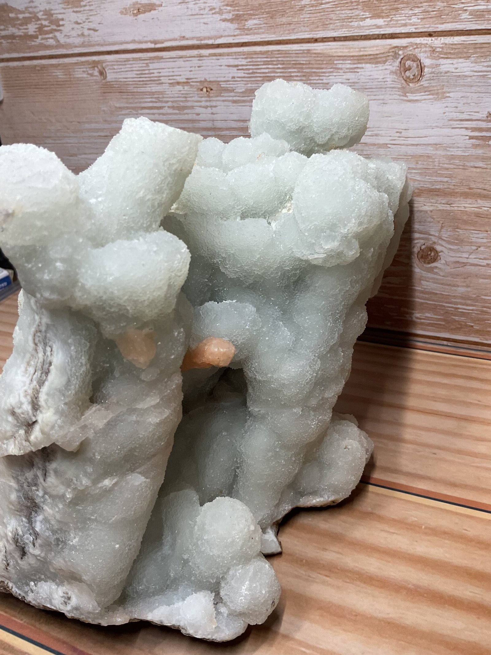 Large Chalcedony Stalactite Cluster with Peach Stilbite - Image 3