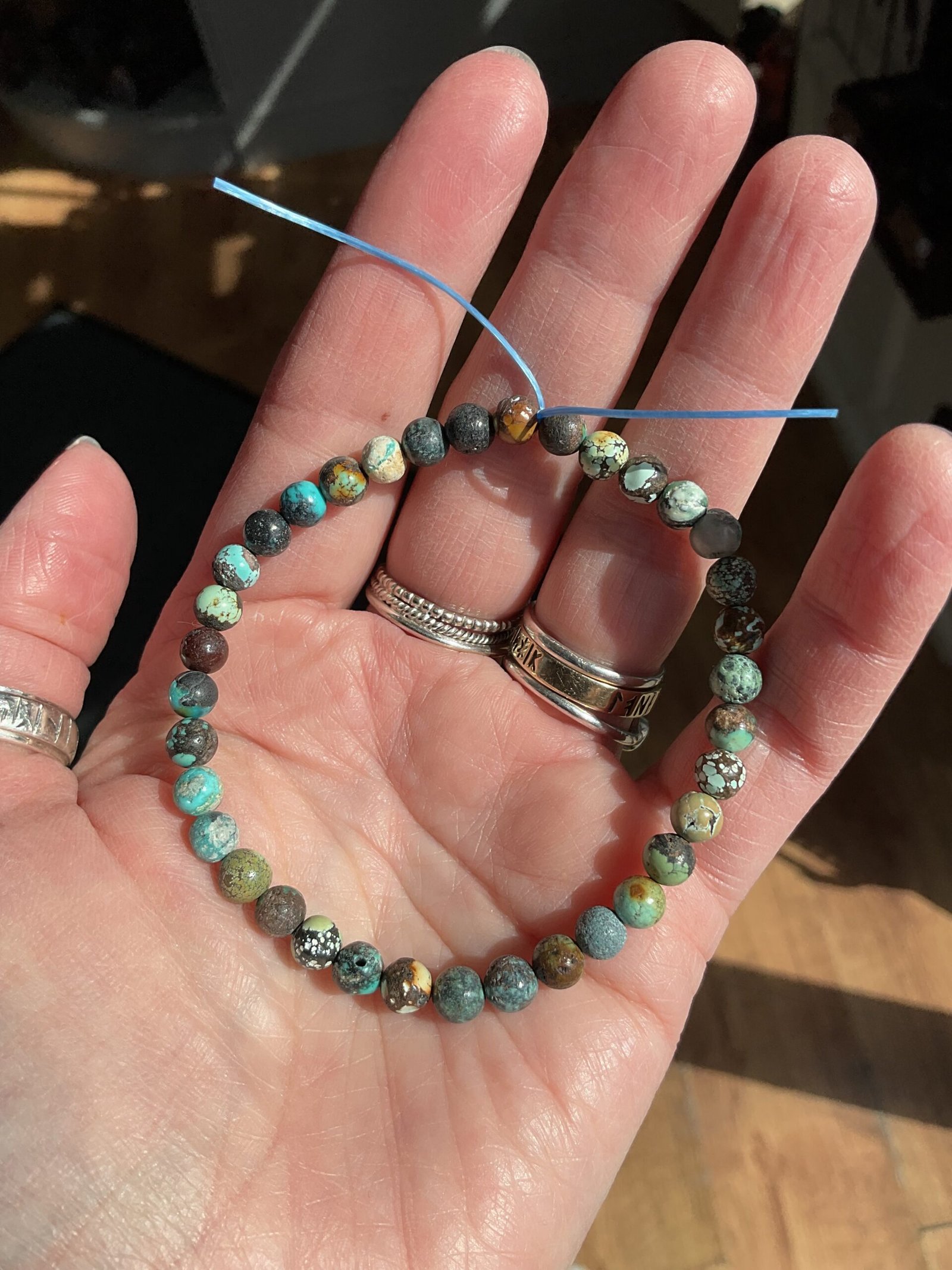 Turquoise Bead Bracelet 6mm - Image 4