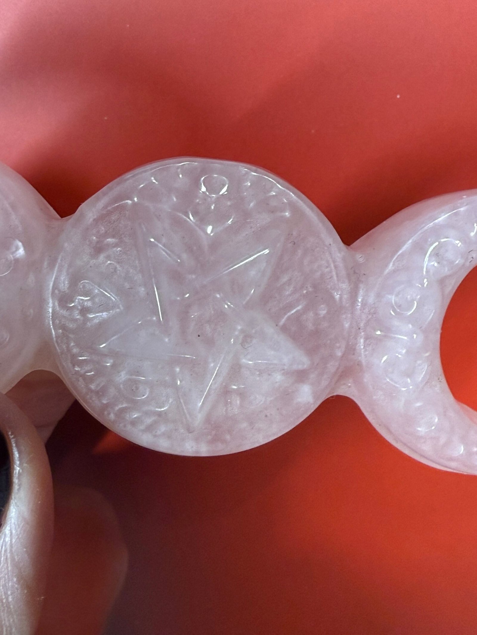 Rose Quartz Triple Moon Carving - Image 4