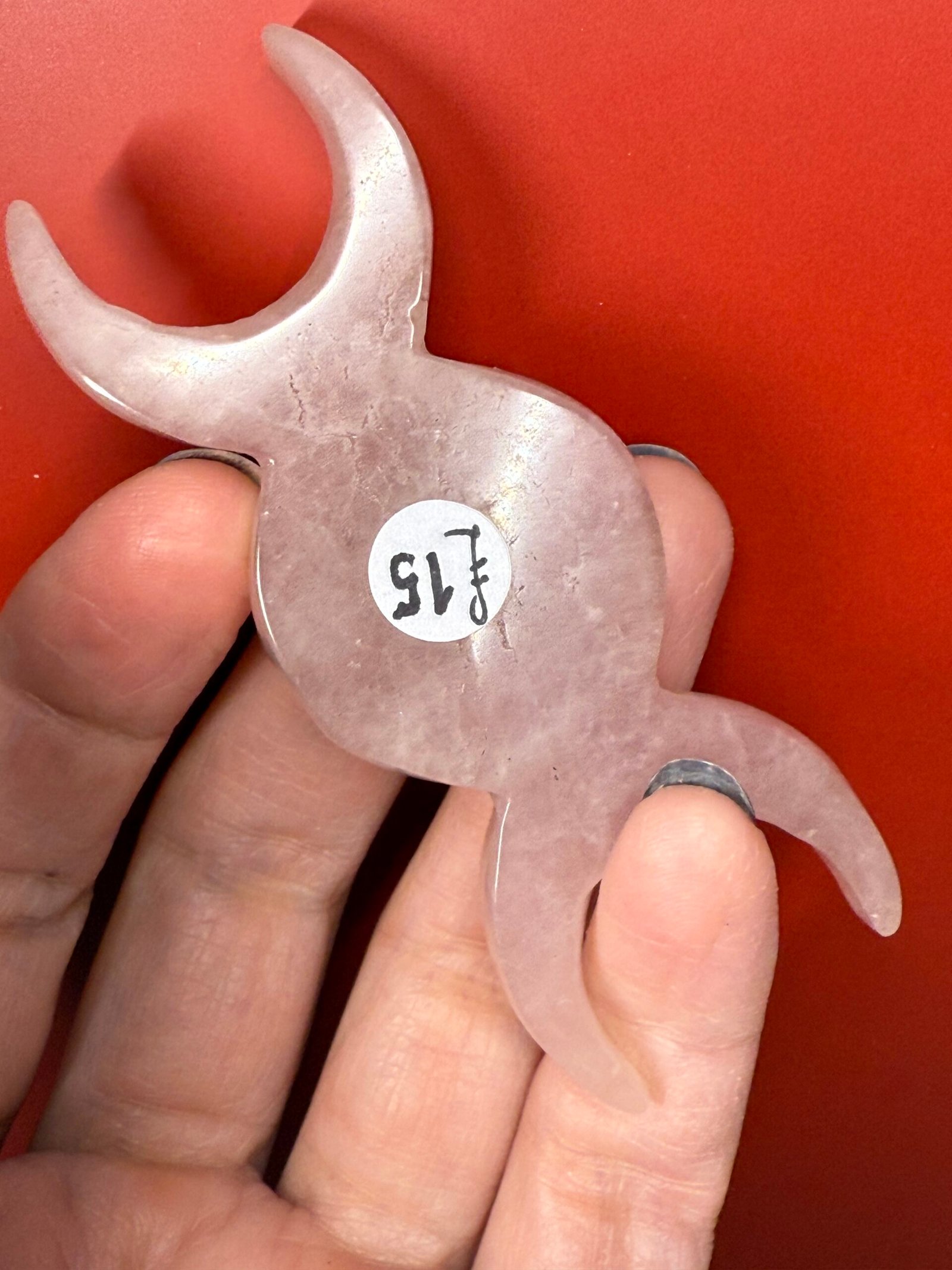 Rose Quartz Triple Moon Carving - Image 7