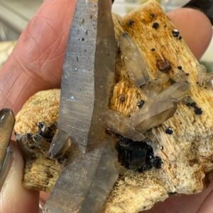 Namibian Black Tourmaline with Smoky Quartz & Hyalite Opal