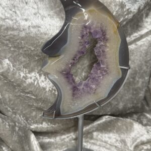 Agate & Amethyst Moon on Stand
