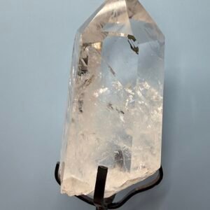 Blue Needle Clear Quartz Point on Custom Stand