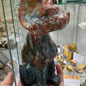 Colourful Moss Agate Cat Carving