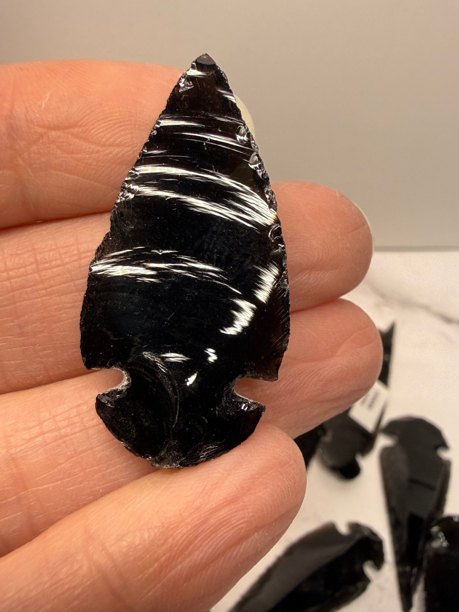 Obsidian Arrow Head Carving