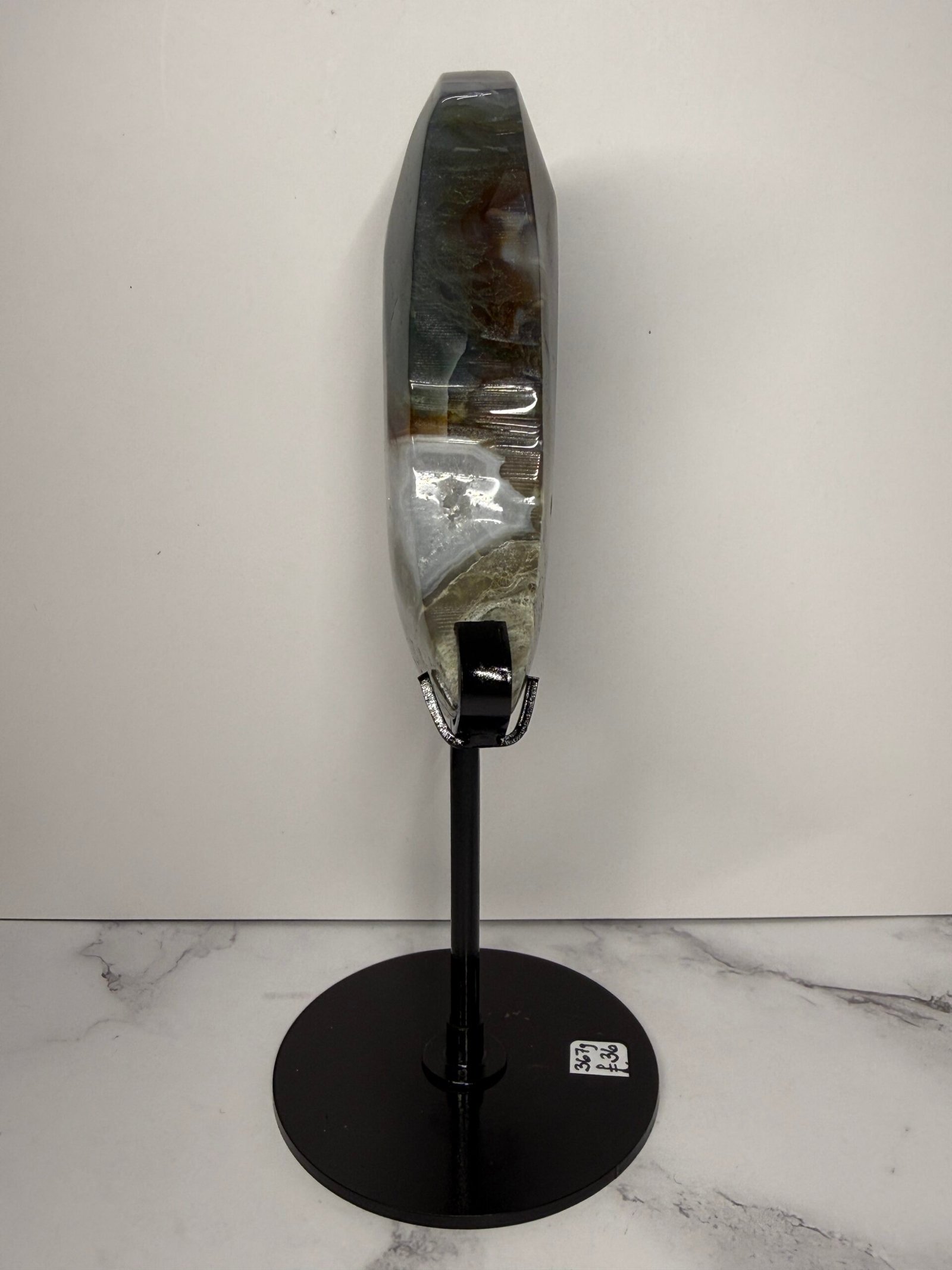 Moss Agate Moon on Custom Stand - Image 3