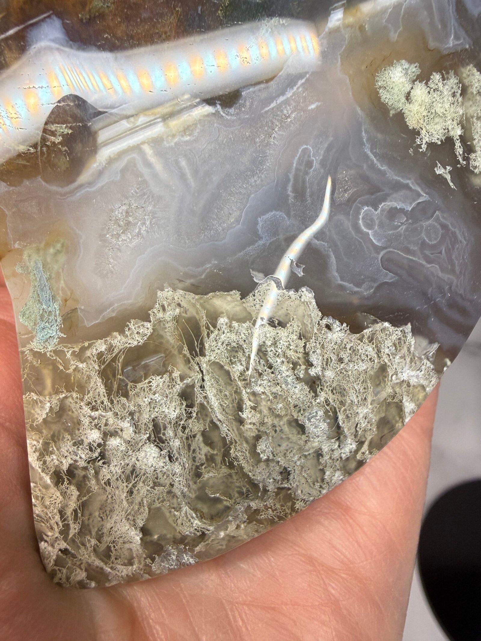 Moss Agate Moon on Custom Stand - Image 7