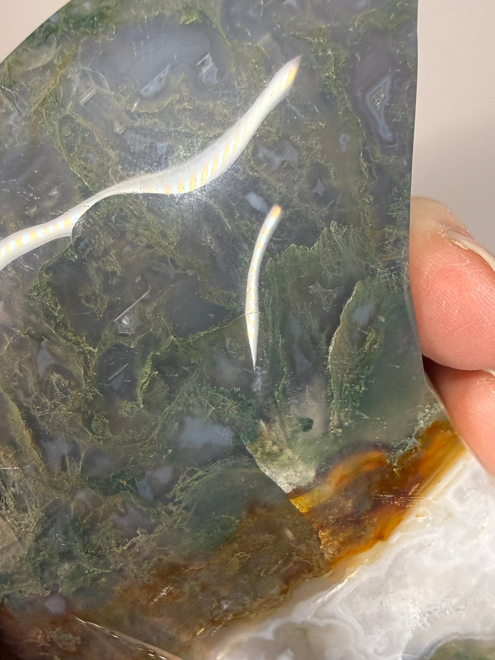 Moss Agate Moon on Custom Stand - Image 9