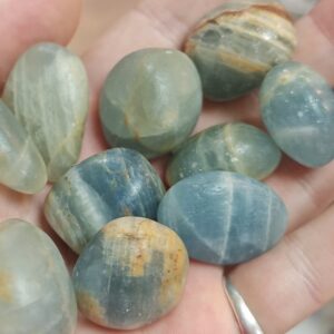 Lemurian Aquatine Calcite Tumble Stone