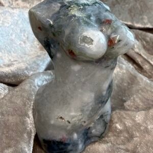 Moss Agate Goddess Carving