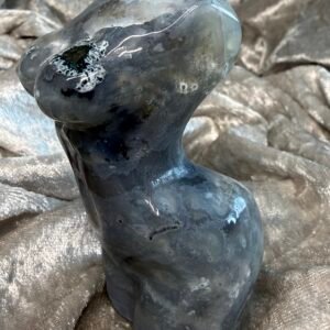 Moss Agate Goddess Carving