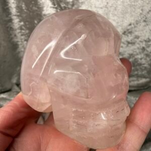 Hand Carved Rose Quartz Skull