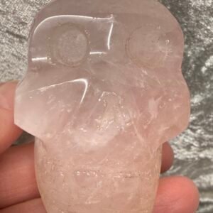 Hand Carved Rose Quartz Skull