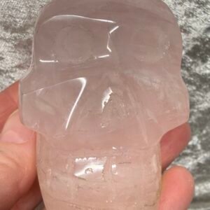 Hand Carved Rose Quartz Skull