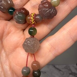 Alashan Agate Lotus Flower Bead Bracelet