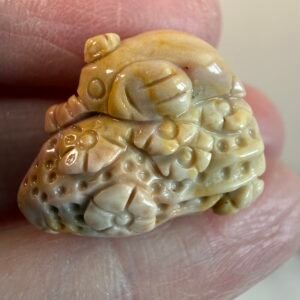 Alashan Agate Elephant on Peanut Carving