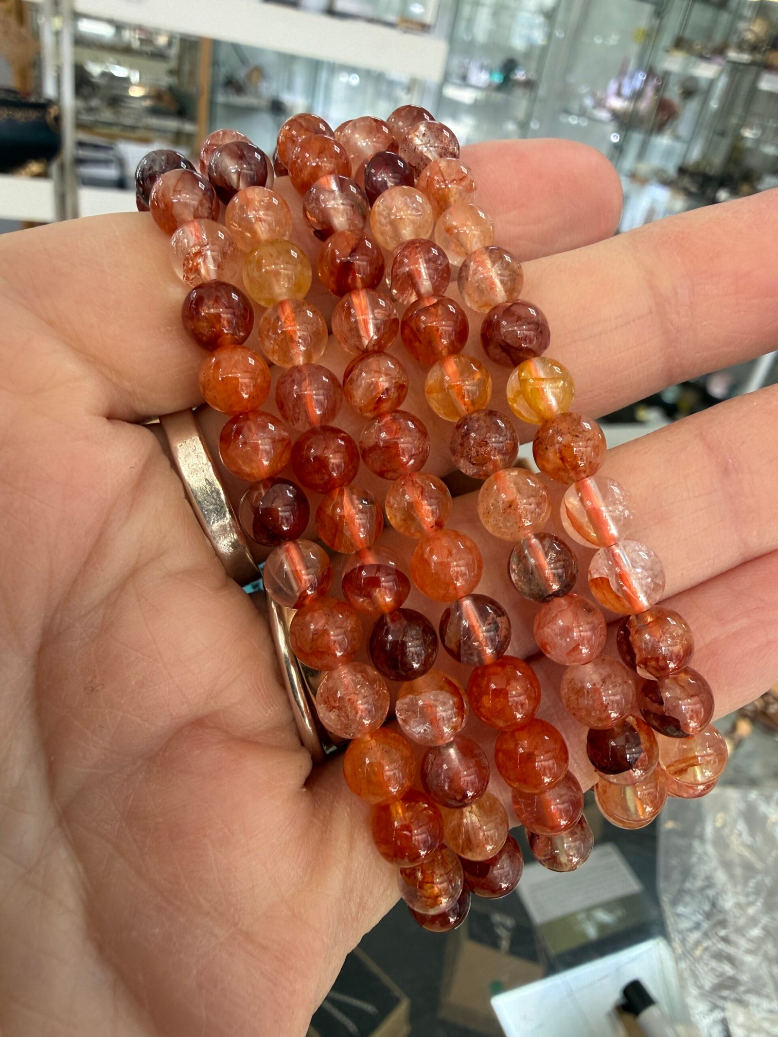 Fire Quartz 6mm Bead Bracelet - Image 2