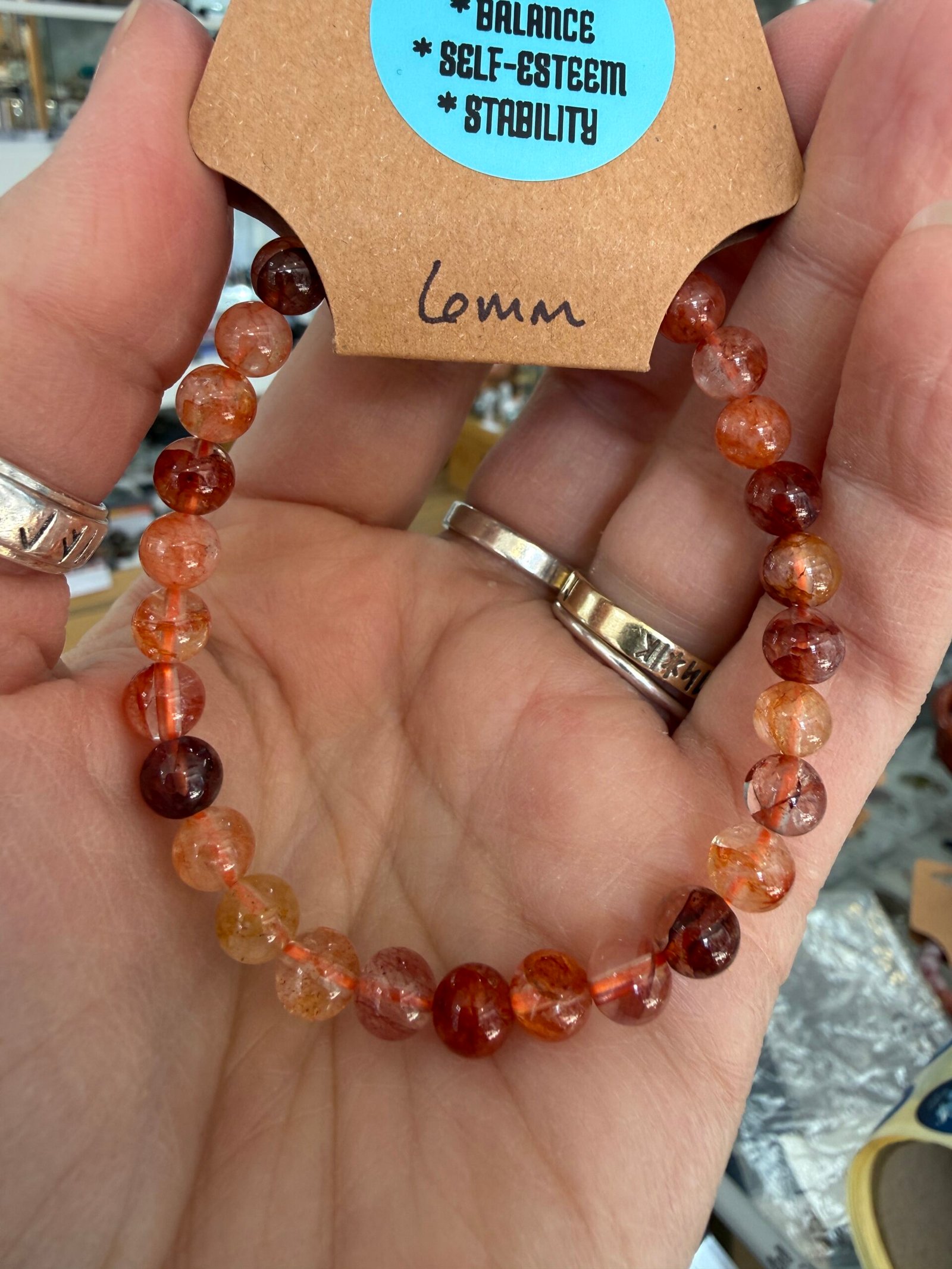 Fire Quartz 6mm Bead Bracelet - Image 3