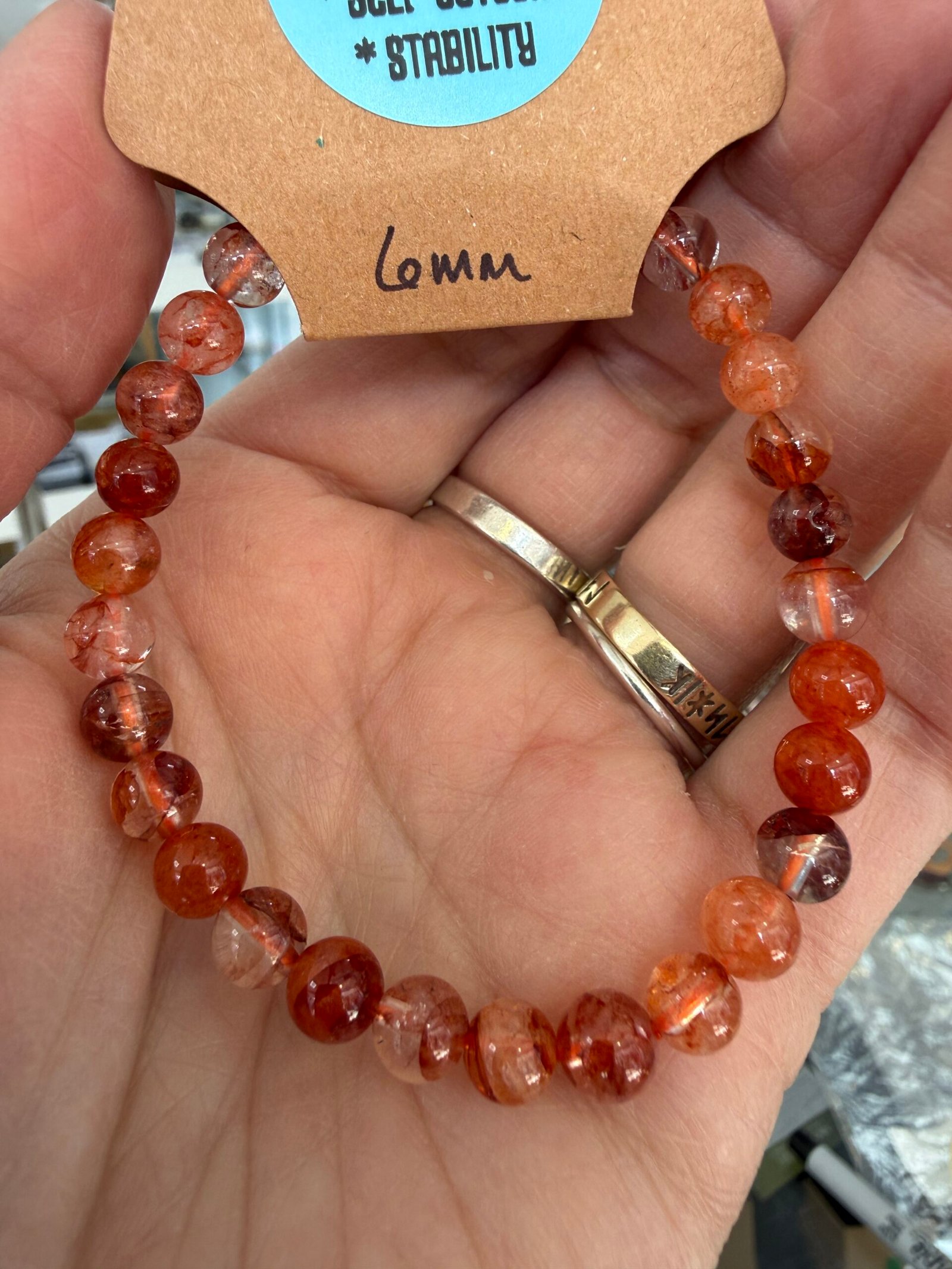 Fire Quartz 6mm Bead Bracelet