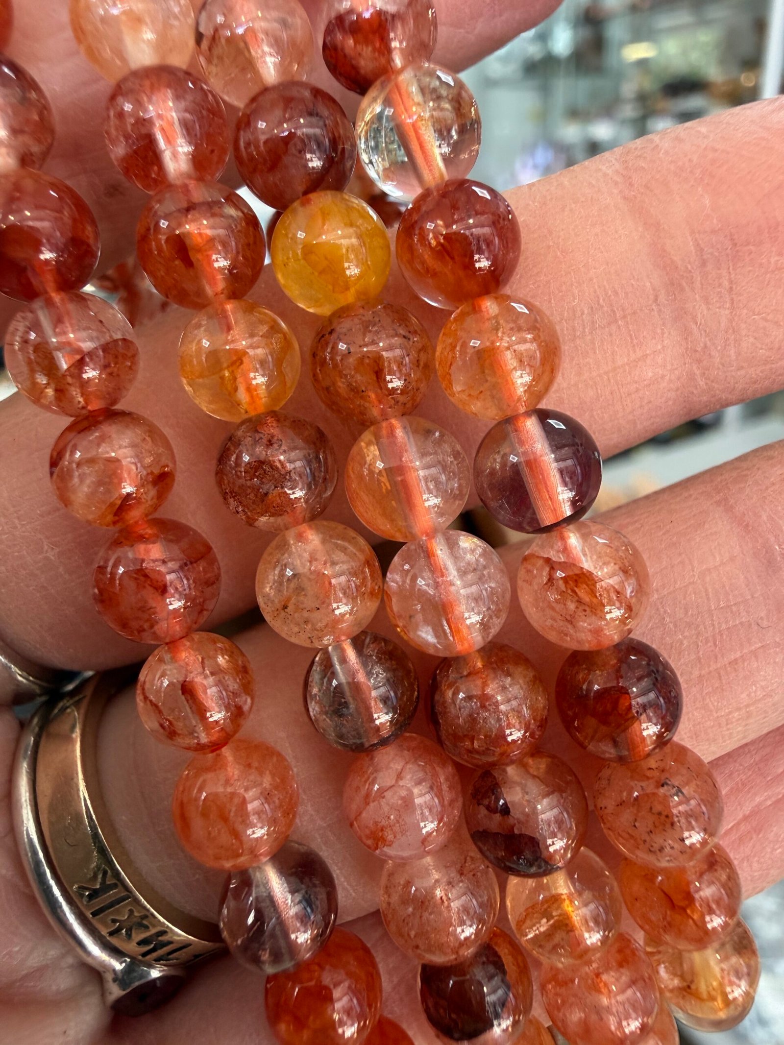 Fire Quartz 6mm Bead Bracelet - Image 5