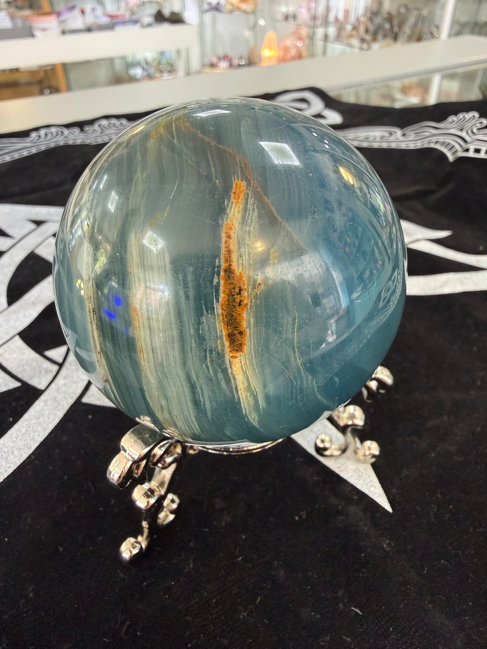 Lemurian Aquatine Calcite Sphere - Image 2