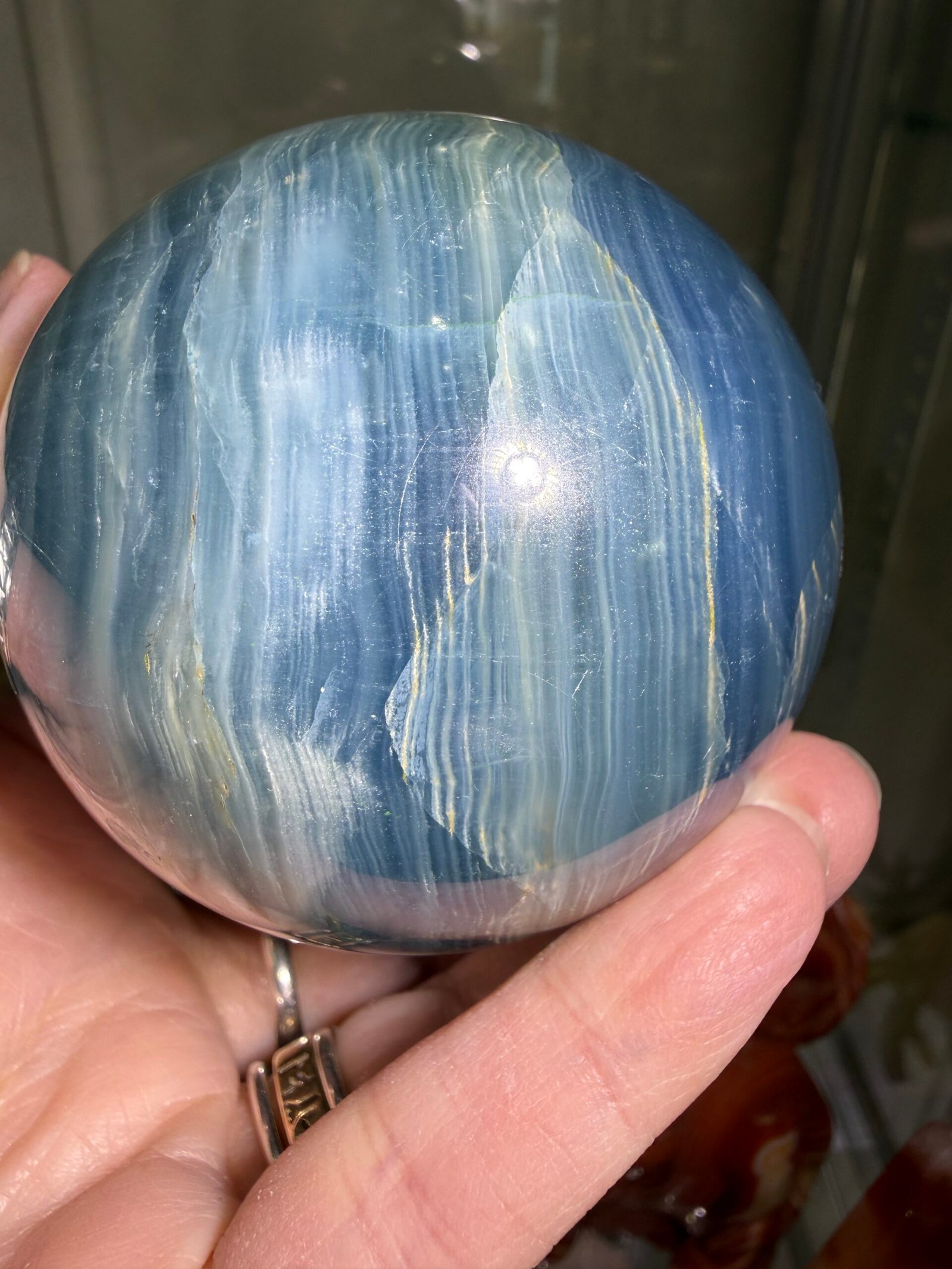 Lemurian Aquatine Calcite Sphere - Image 3
